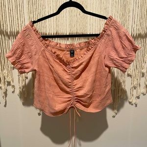 Boho Chic Plus Ruched Off-the-Shoulder Crop Top Fits Sz XL-2XL